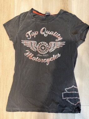 Harley-Davidson Short Sleeve Tee with Faded Orange-White Logo